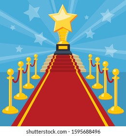 Cinema and Movie concept with flat icons red carpet award, vector illustration