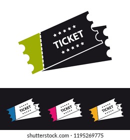 Cinema, Movie, Concert Ticket Icon - Colorful Vector Illustration - Isolated On Black And White Background