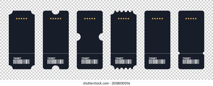 Cinema, Movie, Concert Ticket Icon Set - Different Vector Illustrations Isolated On Transparent Background