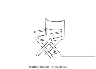 cinema movie director classic wooden seat object one line art design vector