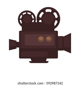 Kinofilm- oder Filmkamera-Logo für Filmdesign. Videokamera-Flachsymbol für Vektorgrafik einzeln