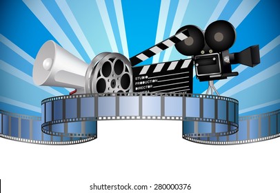 Cinema, movie, film and video media industry. Vector