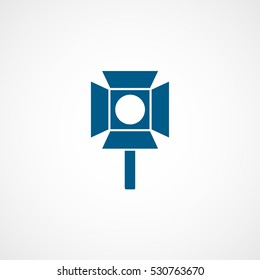 Cinema Movie Floodlight Blue Flat Icon On White Background