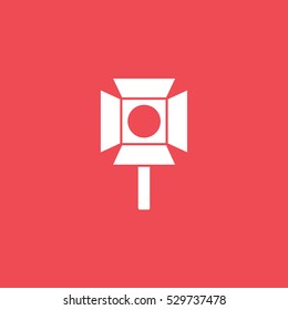 Cinema Movie Floodlight Flat Icon On Red Background
