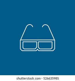 Cinema Movie Glasses Line Icon On Blue Background