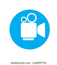 Cinema movie icon with blue circle symbol for web and apps