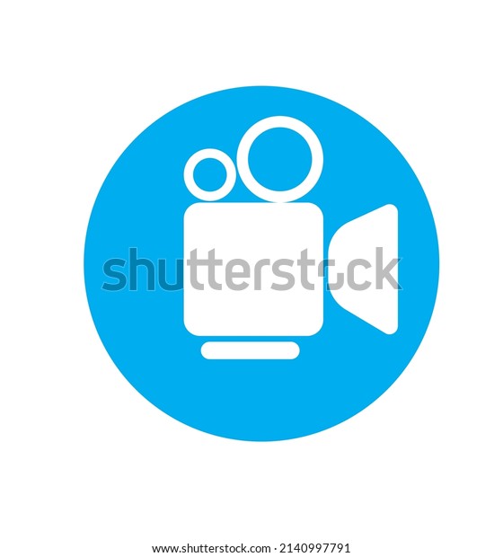 Cinema movie icon with blue circle symbol for web\
and apps