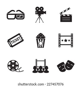 Cinema and Movie icon set modern trendy silhouette isolated vector illustration