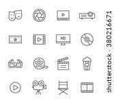 Cinema and movie line icons