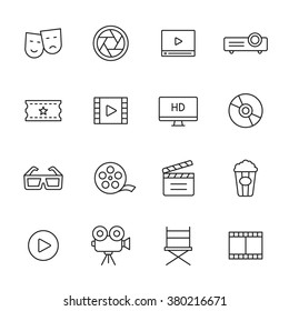 Cinema and movie line icons