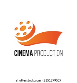 Cinema movie logo design. Film Production Logo. Film Camera Roll Logo Template in Orange and Warm Colors. Corporate Identity .