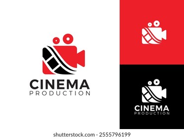 cinema movie logo. film camera video production vector design template