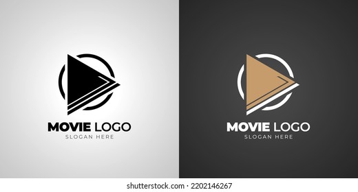 Logotipo de película de cine con plantilla de fondo degradado