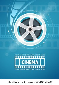 Cinema movie movie on disc and flares. Eps10 vector illustration. 