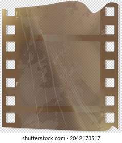 Cinema movie and photography 35 mm film strip template, vector flat element in vintage style. Cinema strip isolated icon with recorded film on tape, cinematography retro photo roll with frames
