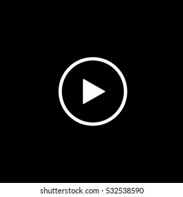 Cinema Movie Play Flat Icon On Black Background