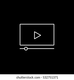 Cinema Movie Player Line Icon On Black Background