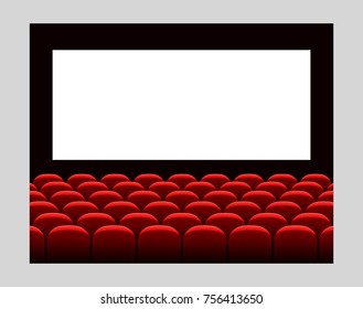 Cinema movie premiere poster design with white screen. Vector background.