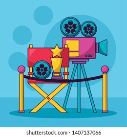 cinema movie projector chair award film reel vector illustration