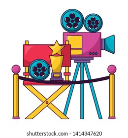 cinema movie projector chair award film reel vector illustration