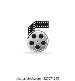 Cinema movie reel icon in color.