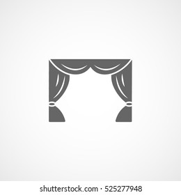 Cinema Movie Screen Blinds Flat Icon In White Background