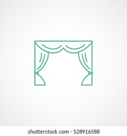 Cinema Movie Screen Blinds Green Line Icon On White Background