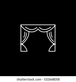 Cinema Movie Screen Blinds Line Icon On Black Background