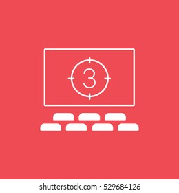 Cinema Movie Screen Flat Icon On Red Background