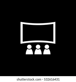Cinema Movie Screen Flat Icon On Black Background