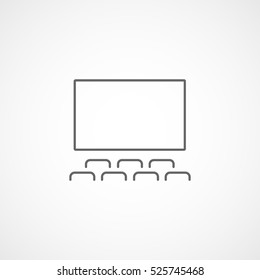 Cinema Movie Screen Line Icon On White Background