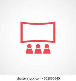 Cinema Movie Screen Red Flat Icon On White Background