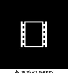 Cinema Movie Tape Flat Icon On Black Background