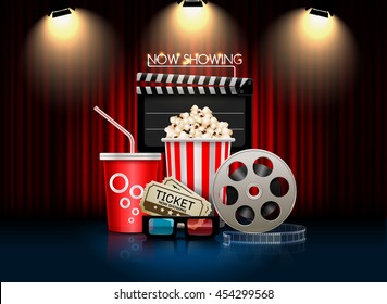 cinema movie theater object on curtain background;sign