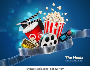 cinema movie theater object on sparkling light background vector illustration