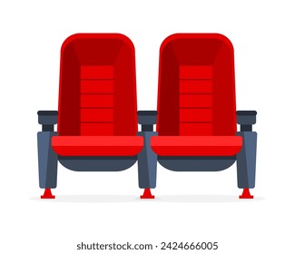 Cinema movie theater red chairs. Retro cinema armchair. Vector illustration