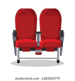 Cinema movie theater red comfortable chairs, vector illustration