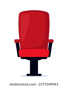 Cinema movie theater red comfortable chair, vector illustration