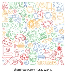 Cinema, movie. Vector film symbols and objects