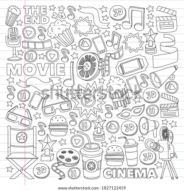 Cinema, movie.\
Vector film symbols and\
objects