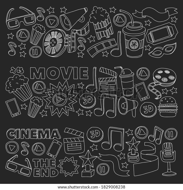 Cinema, movie.\
Vector film symbols and\
objects