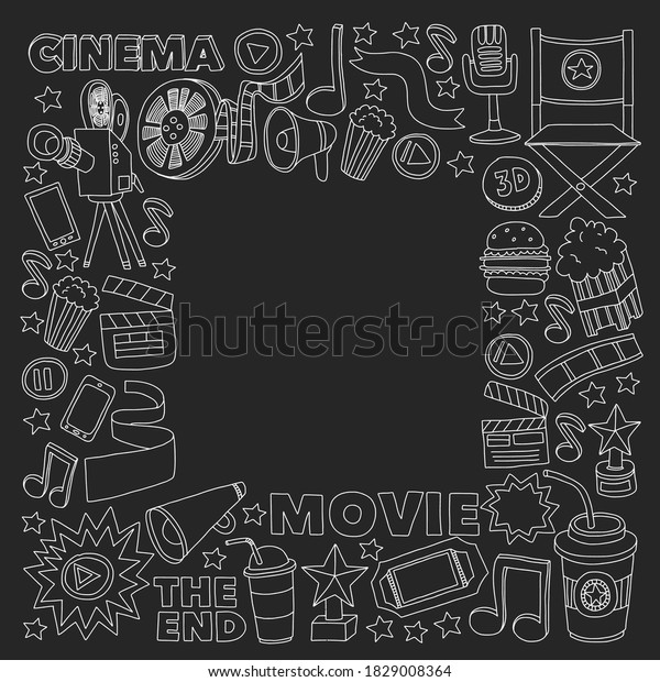 Cinema, movie.
Vector film symbols and
objects