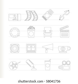 Cinema and Movie - vector icon set