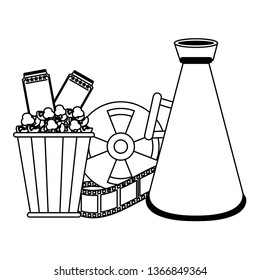 Cinema and movies cartoons in black and white