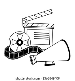 Cinema and movies cartoons in black and white