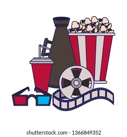 Cinema and movies cartoons blue lines