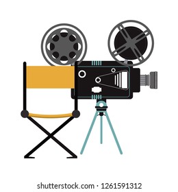 Movie Composition Vintage Camera Director Chair Stock Illustration ...