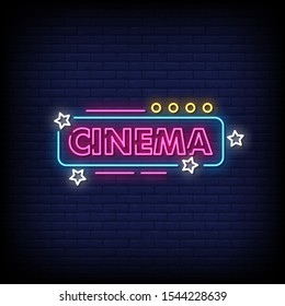 Cinema Neon Signs Style Text Vector