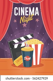 Cinema Night. Can be used for flyer, poster, banner, ad, and website background.