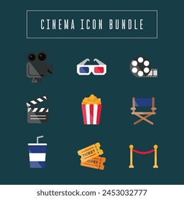 Cinema night fun icon set